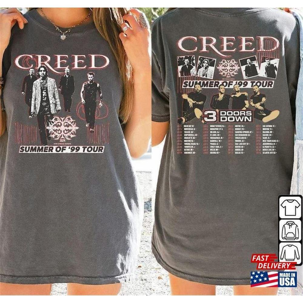 Creed Summer Of 99 Tour Music World 2024 Concert Tshirt 2 Sided - Picture 1 of 4